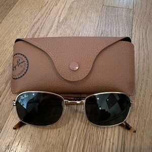 Ray-Ban Gold Frame Sunglasses with Brown Case (RB3690 51MM)